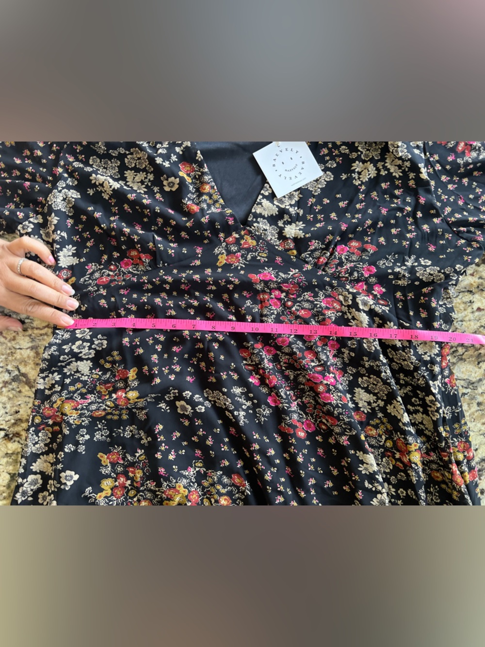 NWT Black Floral Chiffon V-Neck Long Sleeve Maxi Dress - Picture 11 of 14